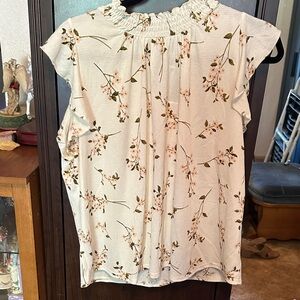MELLODAY Cream Floral Blouse